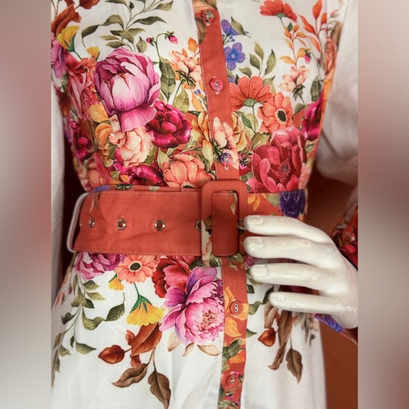 MaiNSTriP Floral Long Sleeve Maxi Dress with Belt Size Large. E88 - Picture 10 of 17